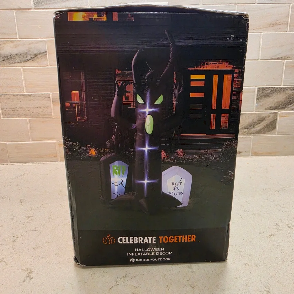Celebrate Together Halloween Inflatable Haunted Tree Tombstones Lighted 9ft NEW
